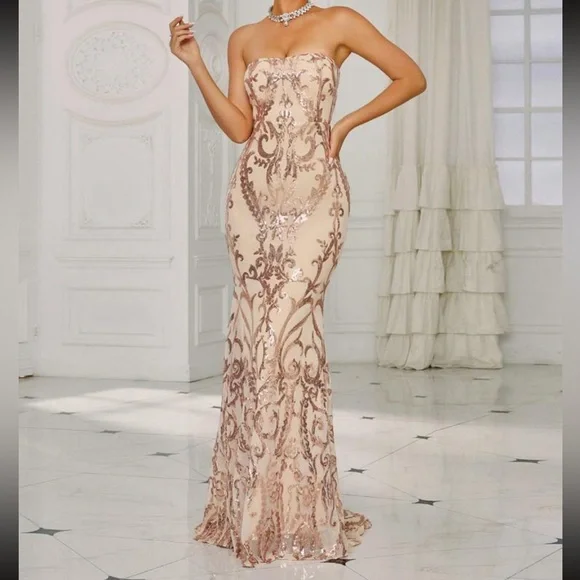 Luxe mermaid hem tube sequins dress